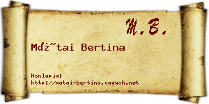 Mátai Bertina névjegykártya